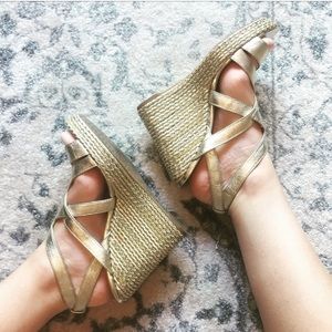 Gold Michael Kors Wedge Sandal
